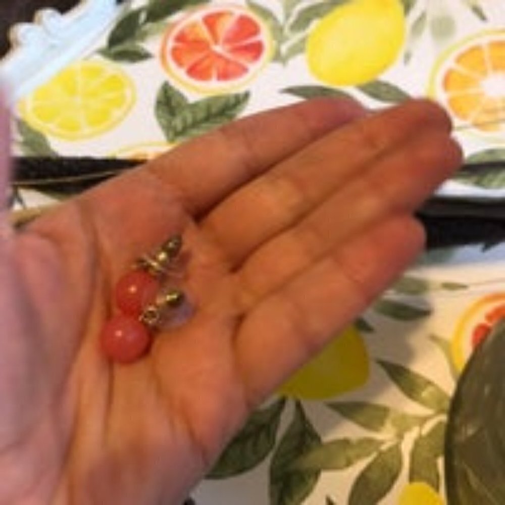 NWOT Coral Bead Drop Earrings